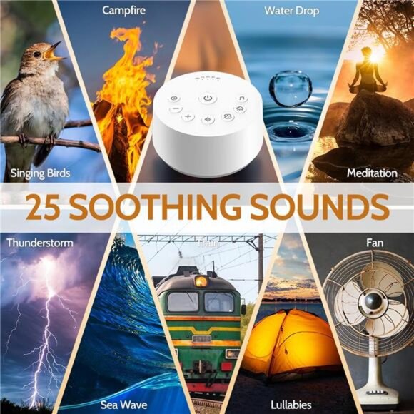 Color Noise Sound Machines Sleep White Noise Machine with 25 Soothing Sounds 32 - Picture 2 of 8